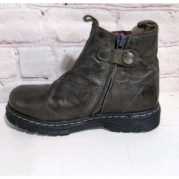 Zecchino d'Oro Kids Chelsea Zip Boots Distressed Olive Green Leather Italy Sz 28 - Picture 8 of 13